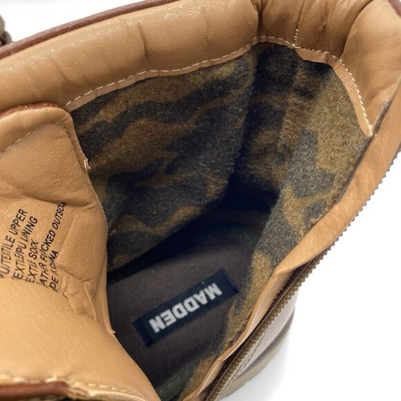 Steve Madden Bunsin Boots Mens 13 Combat Lace Up Faux Leather Canvas Cap Toe main image 6